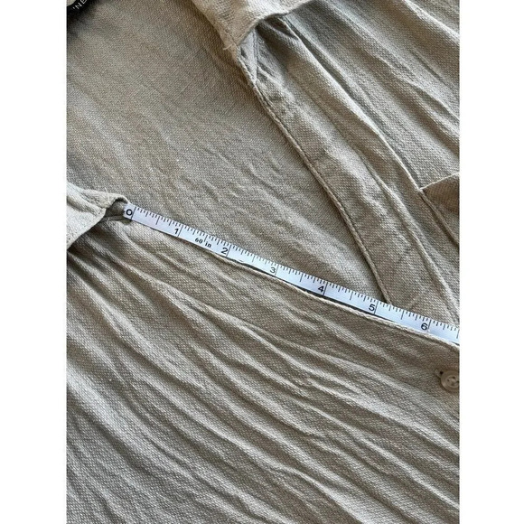 Larry Levine Womens Size XL Khaki Linen Blend  Roll-up Tab Sleeves - Picture 7 of 9